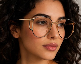 Club LA 6000 Large Hexagon Gold Retro Vintage 58mm Metal Eyeglasses France NOS