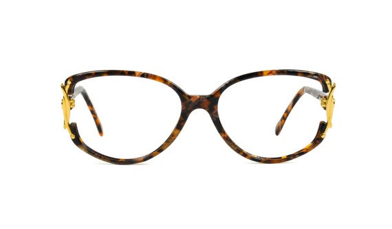 Roberto Capucci 707 Women's Large Tortoise Black Gold Eyeglasses Italy 1990s NOS