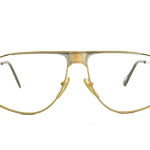 Club LA 7000 Men&#39;s Improved Aviator Large 61 mm Gold Silver Bicolor Metal Eyeglasses Classic Retro Design Frames 90s France