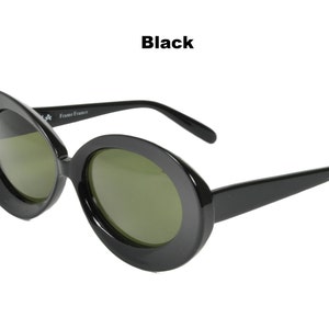 Club LA 8251 Women's Jackie O Vintage 60s 70s Oversized Oval Concave Blond Burgundy French Design Sunglasses Black