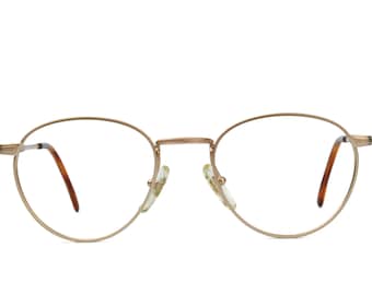 Vintage P3 Eyeglasses: Antique Gold & Black Metal Mod Frames