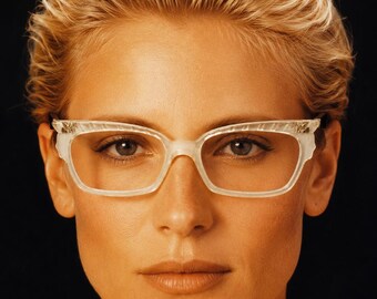 Women’s Maske Crystal Plastic Apollo Sculpture Eyeglasses Handmade 90s Germany
