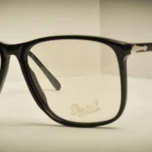 RARE Vintage Persol Ratti 09175 Rectangle Square 54 and 55 mm Black Plastc Eyeglasses 1980s Italy NOS image 1