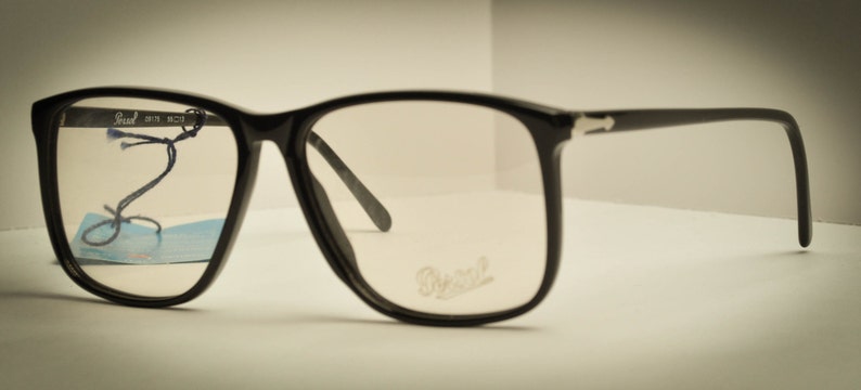 RARE Vintage Persol Ratti 09175 Rectangle Square 54 and 55 mm Black Plastc Eyeglasses 1980s Italy NOS image 1