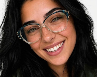 Women's French Vintage 1980s Clear Butterfly Dressy Club LA 3000 Eyeglasses 55mm