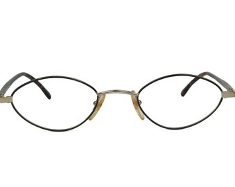 Club LA 113 Oval Diamond Thin Dainty Unisex 49/22 Black Gold Metal Frames Plastic Temples 90s Italie