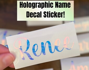 Holographic Name Decal Sticker, Personalized Vinyl Decal - Water Bottle, Weddings