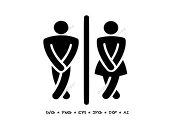 Bathroom svg | Etsy Man And Woman Bathroom Symbol