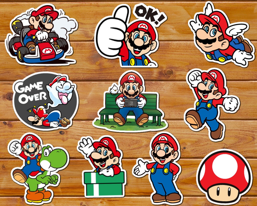 Mario Party Superstars Reaction Stickers Set of 12 Vinyl 