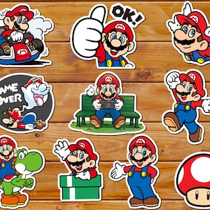 Set of 10 Mario Stickers | Vinyl Stickers Super Mario Mario Bros