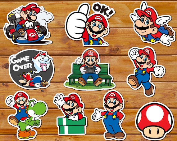 Set of 10 Mario Stickers Vinyl Stickers Super Mario Mario Bros -  Italia