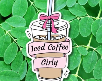 Iced Coffee Girly Sticker - Water Bottle, Laptop, Phone Case, Desk