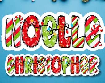Christmas Personalized Name Sticker, Custom Holiday Decal - Gifts, Stockings, Cards