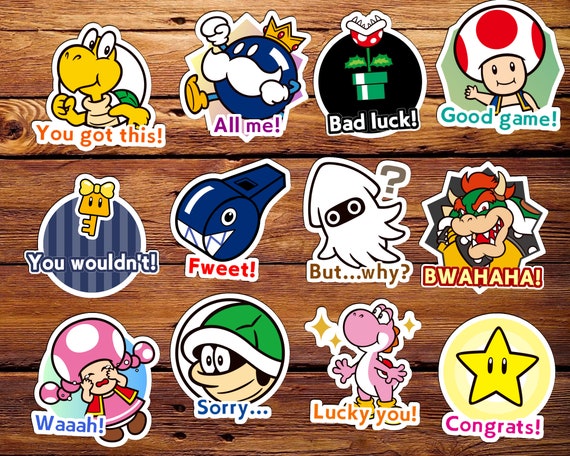 Mario Party Superstars Reaction Stickers Set of 12 | Vinyl Stickers