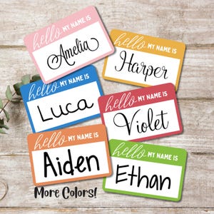 Custom Hello My Name Is Stickers: Personalized Colorful Name Tags - School, Work