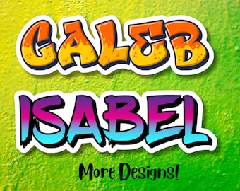 Personalized Graffiti Name Sticker, Custom Graffiti Art Decal - School Supplies, Water Bottle