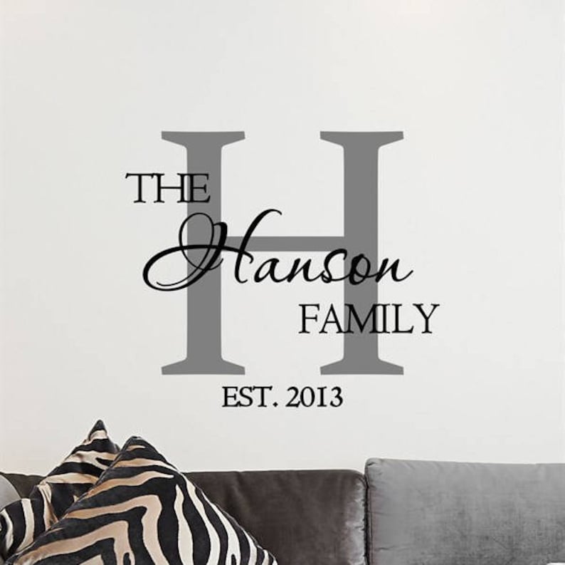 Custom Monogram & Last Name Vinyl Decal Set Personalized Etsy
