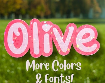 Custom Holographic Name Sticker - Personalized Decal, Two Colors, Water Bottle