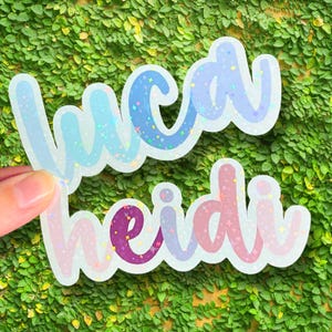 Holographic Cursive Personalized Name Sticker: Water Bottle, School Labels, Laptop Decal