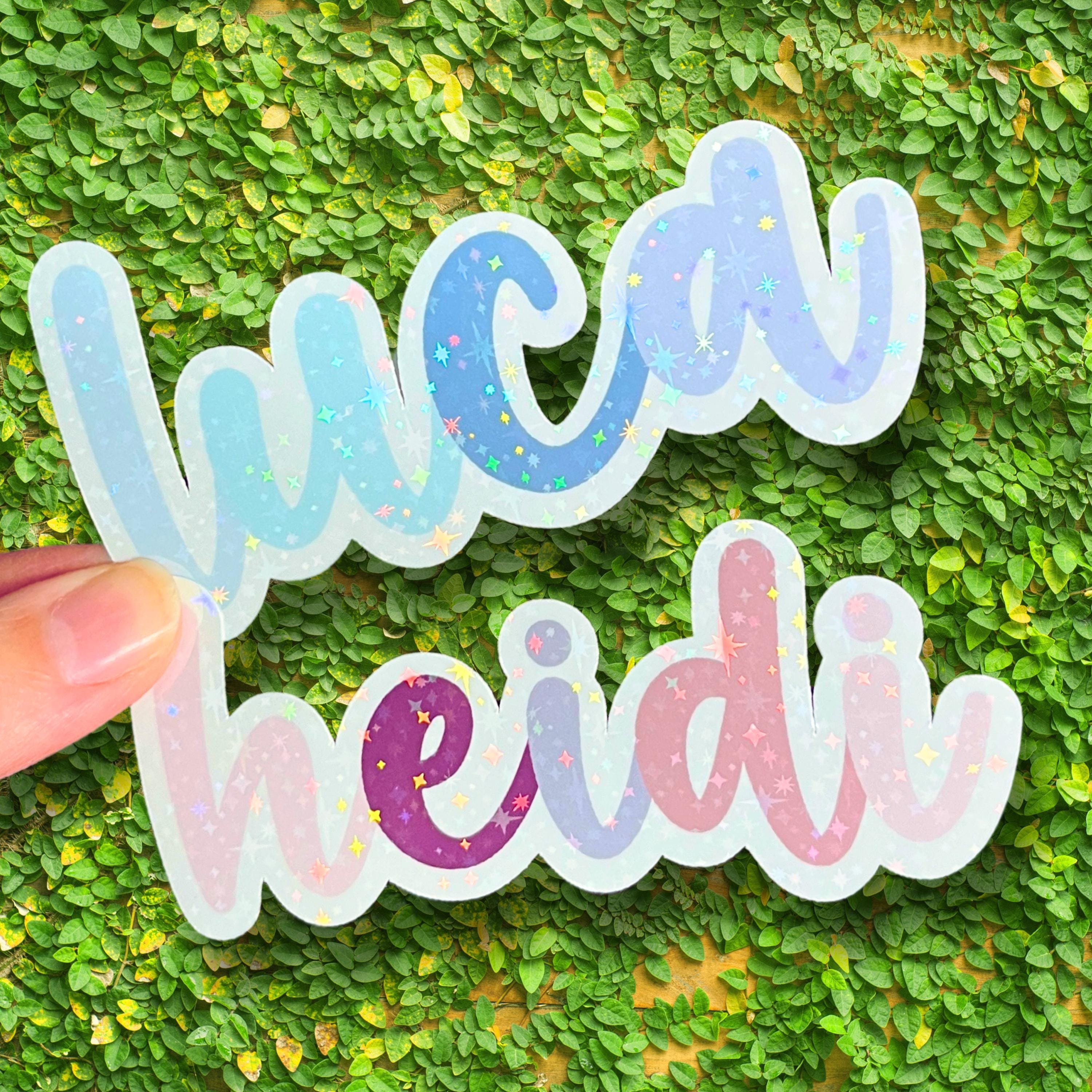 Holographic Cursive Personalized Name Sticker: Water Bottle, School Labels, Laptop Decal