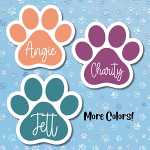 Personalized Paw Print Vinyl Decal, Custom Dog Cat Name Sticker - School Supplies, Dog Food