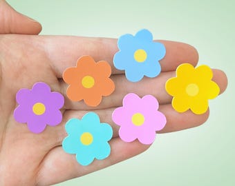 Colorful Daisy Stickers 1" Set of 6,  Floral Decals - Laptop, Planner, Water Bottle