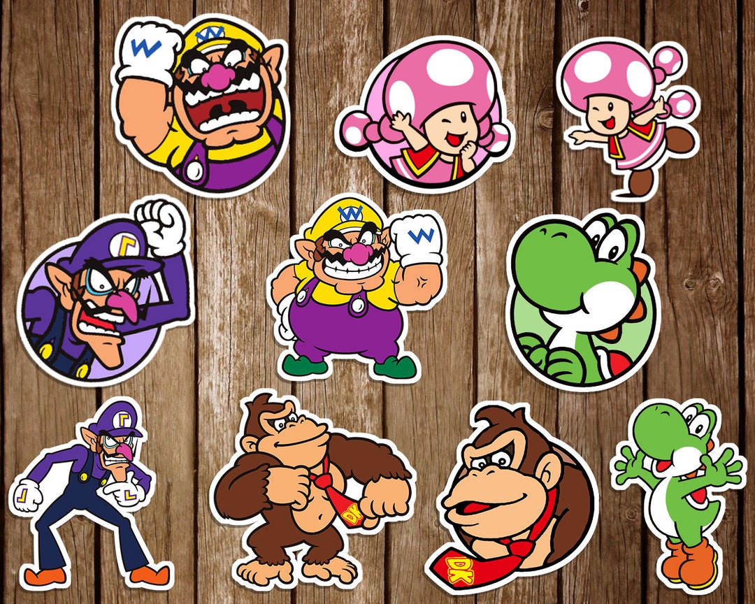 Set of 10 Super Mario Sticker Pack Characters Vinyl Stickers Etsy