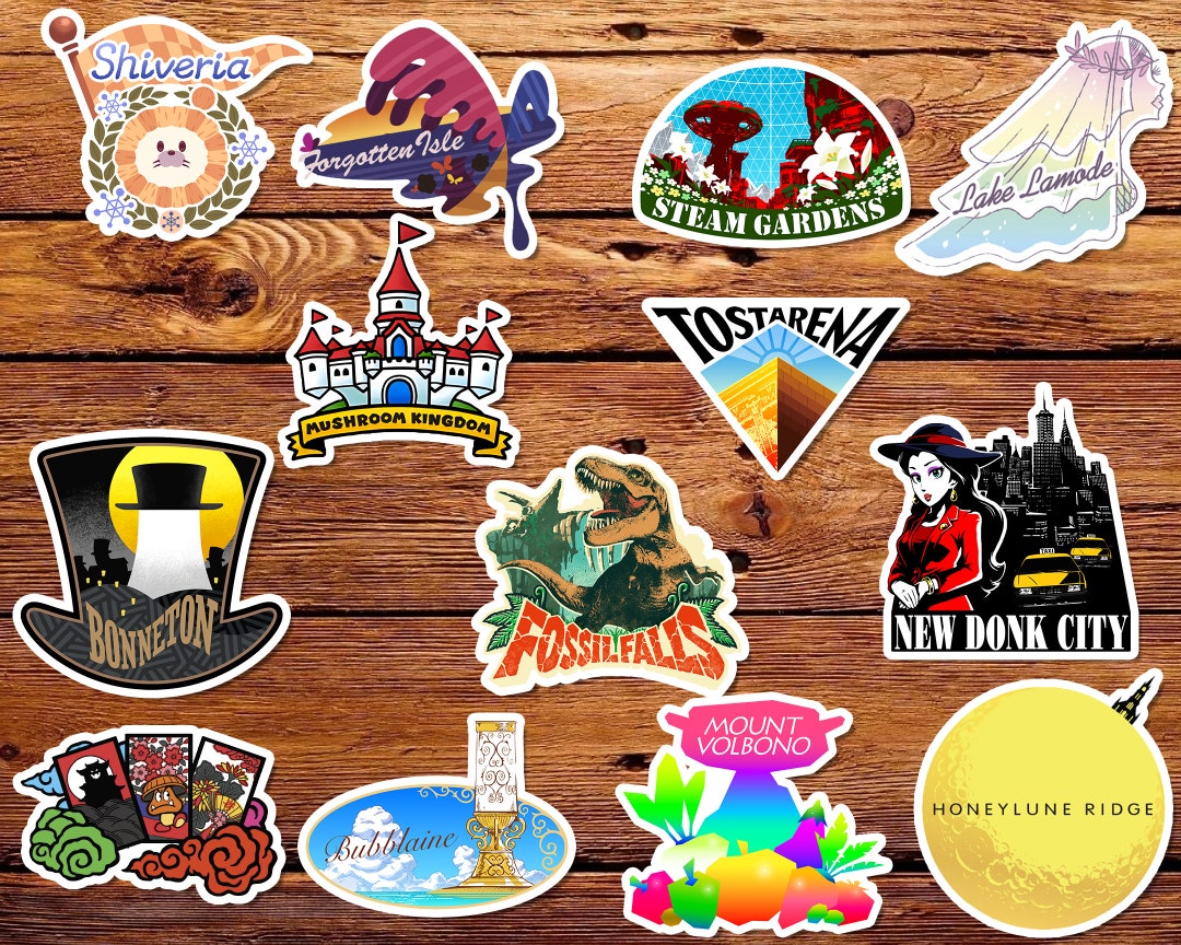 Super Mario Odyssey Kingdoms Stickers Set Of 13 Vinyl Etsy