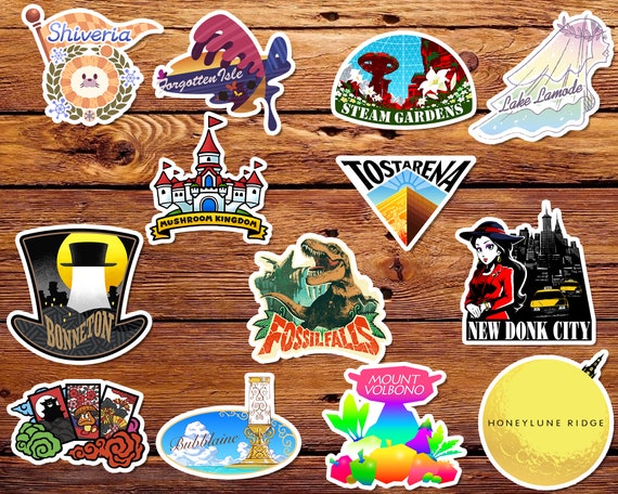 Super Mario Odyssey Kingdoms Stickers Set of 13 Vinyl Stickers 