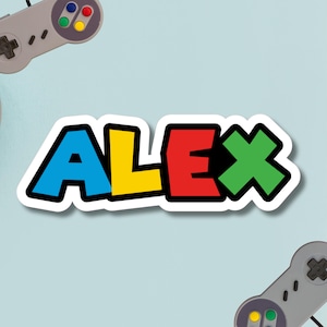 Retro Game Font Custom Name Sticker, Personalized Video Game Decal - School Supplies, Water Bottle