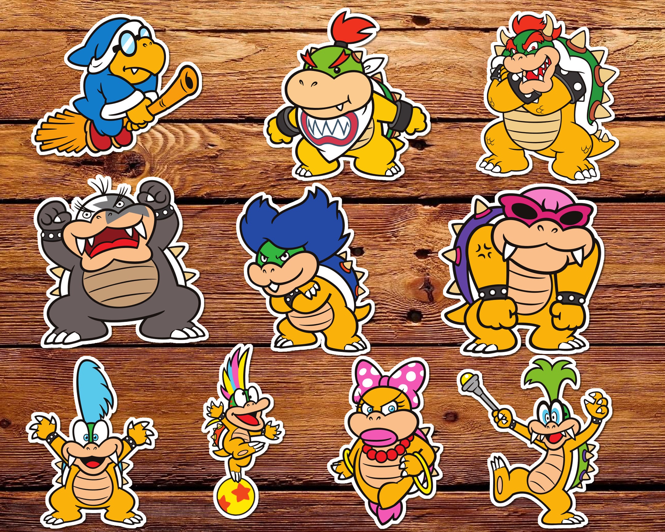 Set Of 10 Super Mario Koopalings Bowser Sticker Pack Characters Vinyl ...