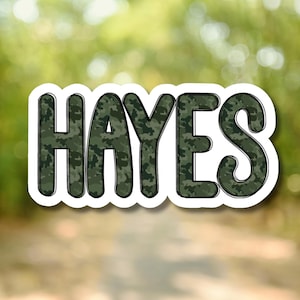 Personalized Camo Name Sticker, Custom Camouflage - Water Bottle, Laptop Phone Decal