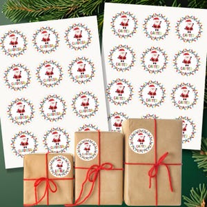 Personalized Santa Sticker Sheet, Custom Christmas Name Decals - Colorful Gift Holiday Tags, Kids Present Stickers, Gift Wrapping Labels