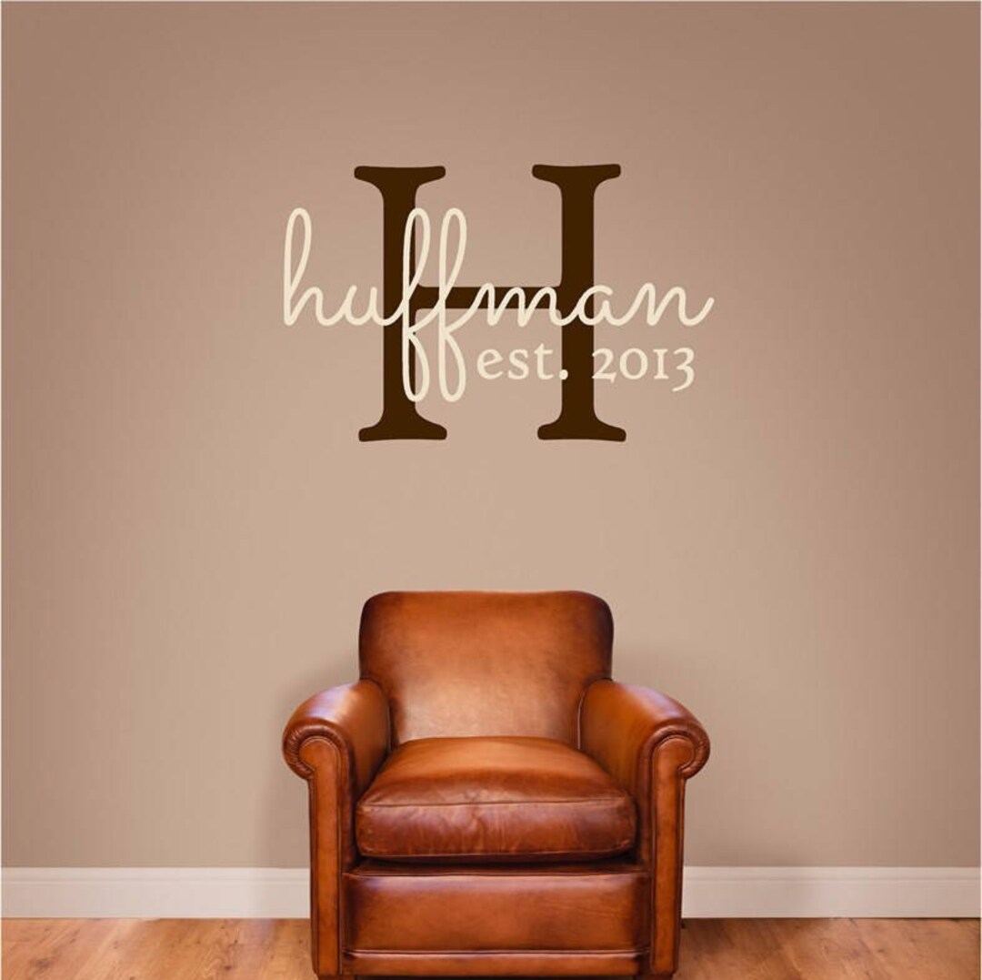 Custom Monogram & Last Name Vinyl Decal Set Personalized Etsy