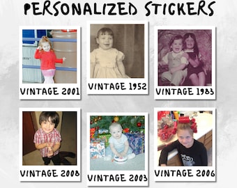 Personalized Polaroid Photo Stickers, Custom Vintage Style, Established Date