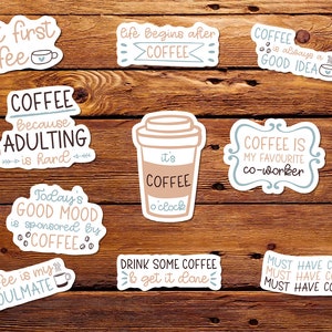 Coffee Stickers Pack: Gift for Coffee Lovers - Water Bottle, Planner, Notebooks, Laptop