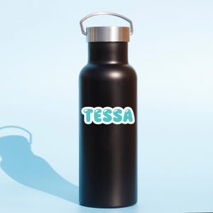 Personalized Bubble Letter Name Sticker - Custom Water Bottle, Laptop ...