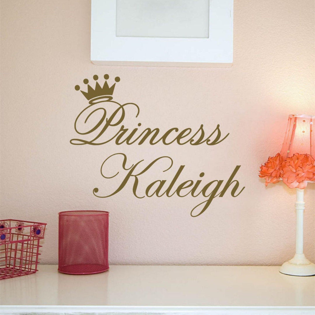 Custom Princess Crown Name Vinyl Decal Home Bedroom Wall Etsy