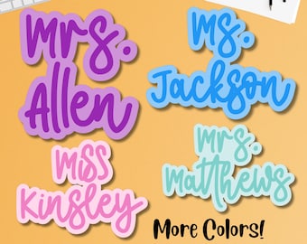 Personalized Teacher Name Sticker, Custom Teacher Appreciation - Water Bottle, Desk, School Supplies