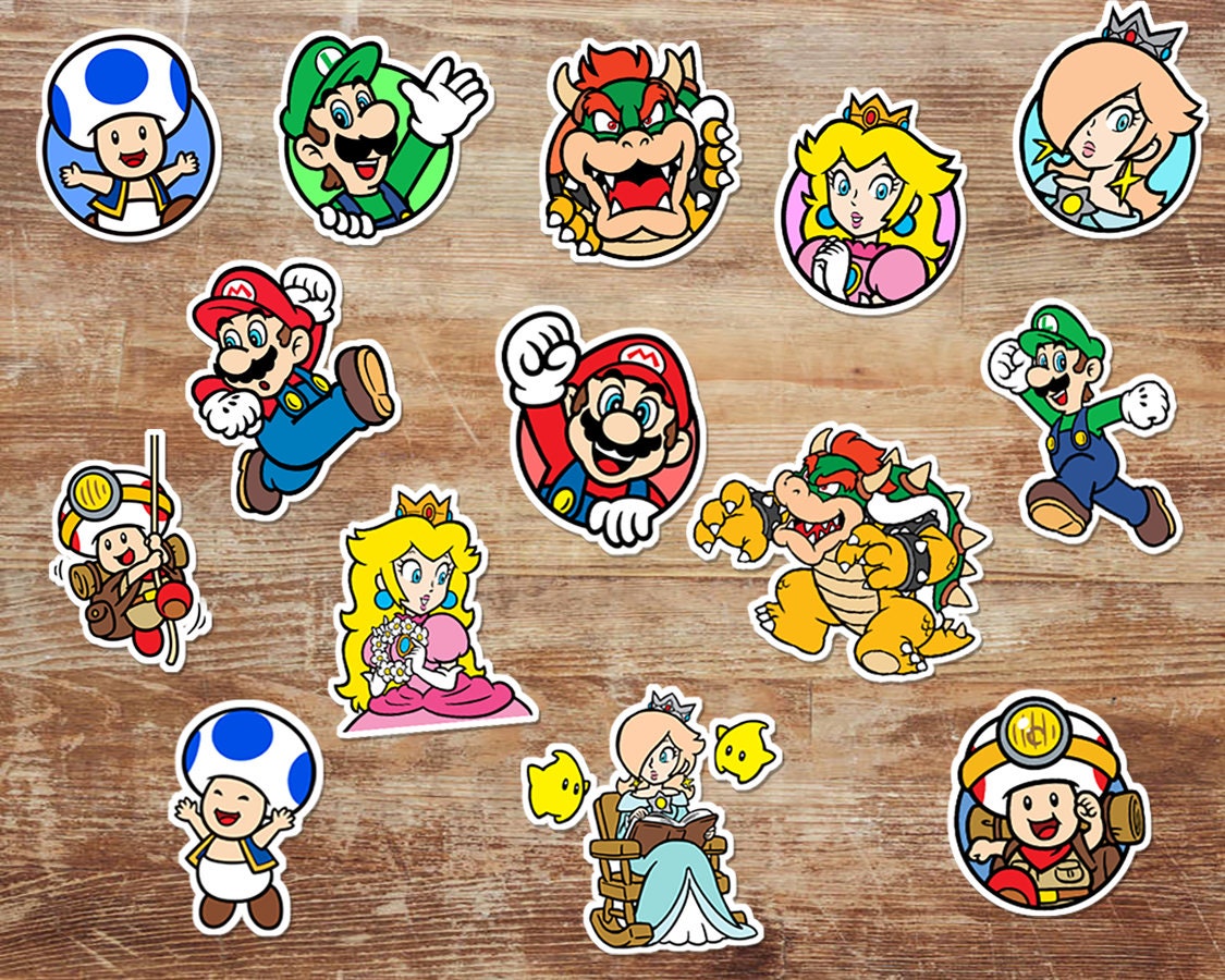 Mario Party Superstars Reaction Stickers Set of 12 Vinyl 