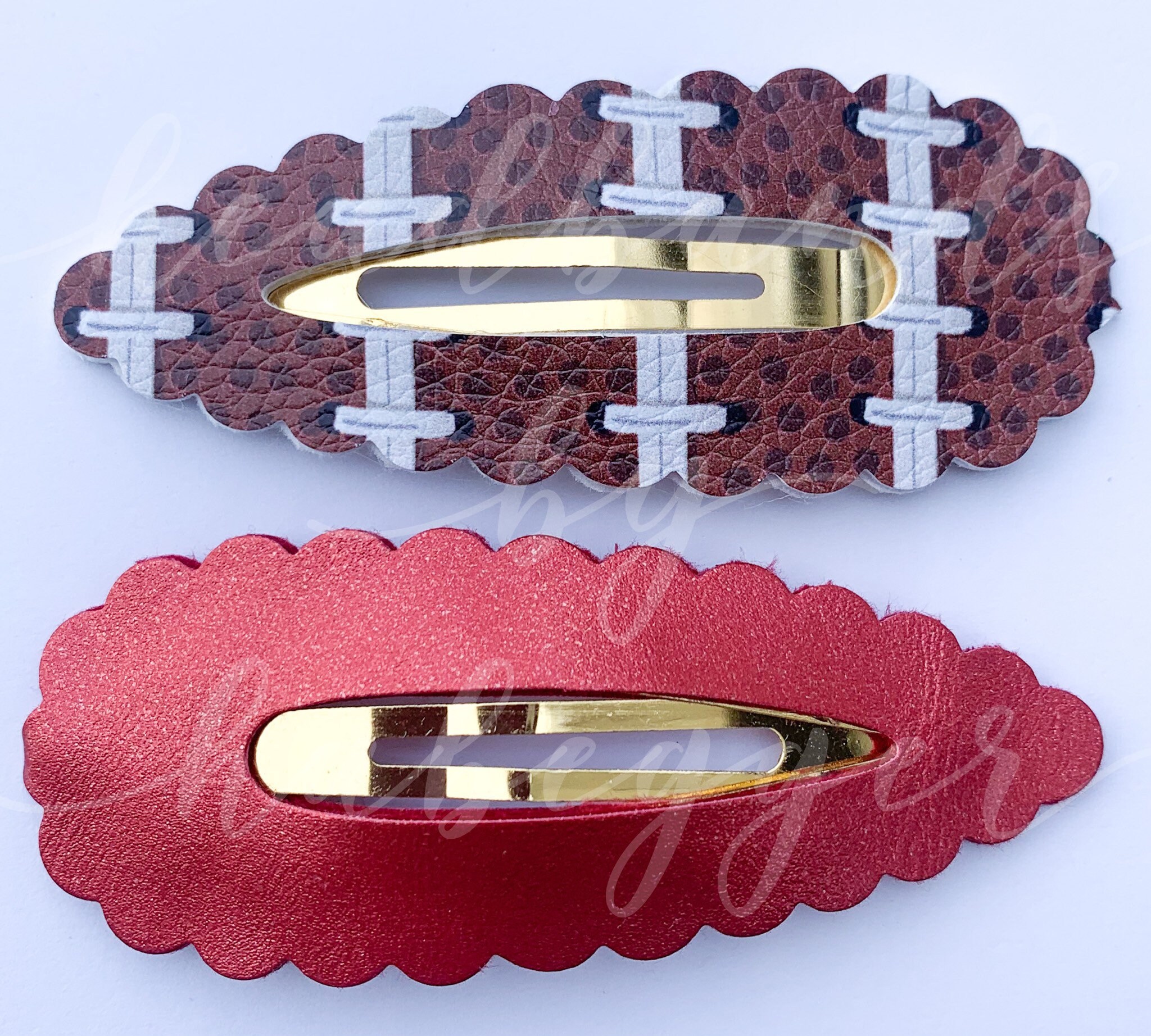Set of Two LARGE Football Snap Clips Girls Hair Clips Sports Etsy