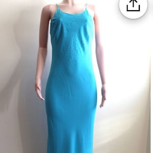 90s Maria Bonita Blue Sparkle Chiffon Maxi Dress - Size L