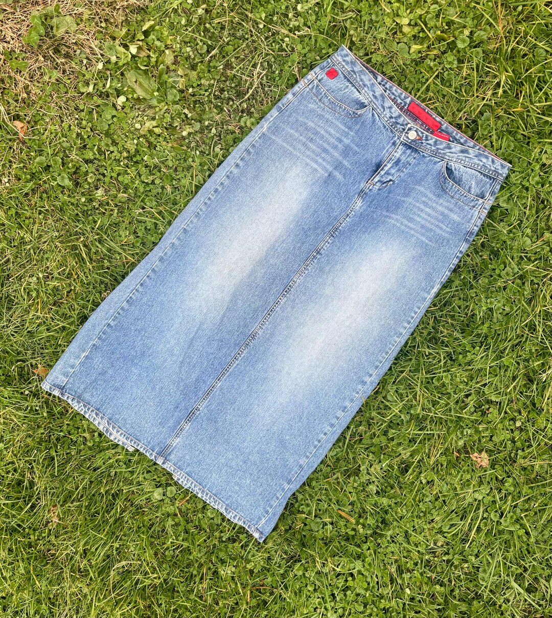 Hugget Y2K Bongo Low Rise Hip Hugget Sexy Denim Fade Maxi Skirt - Etsy
