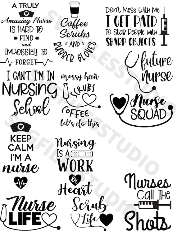 Funny and Cute Nurse Quotes and Sayings Bundle SVG Medical SVG Etsy