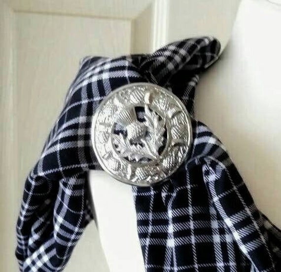 Large Scottish Highland Stag Pewter Scarf Sash Plaid Ring