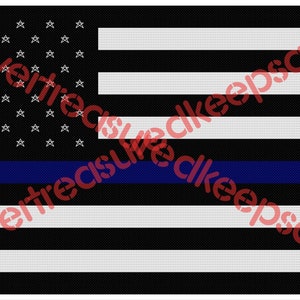 Thin Blue Line American Flag Cross Stitch Pattern PDF