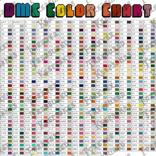 Floss Color Chart Cross Stitch Pattern DMC Floss Color - Etsy Australia