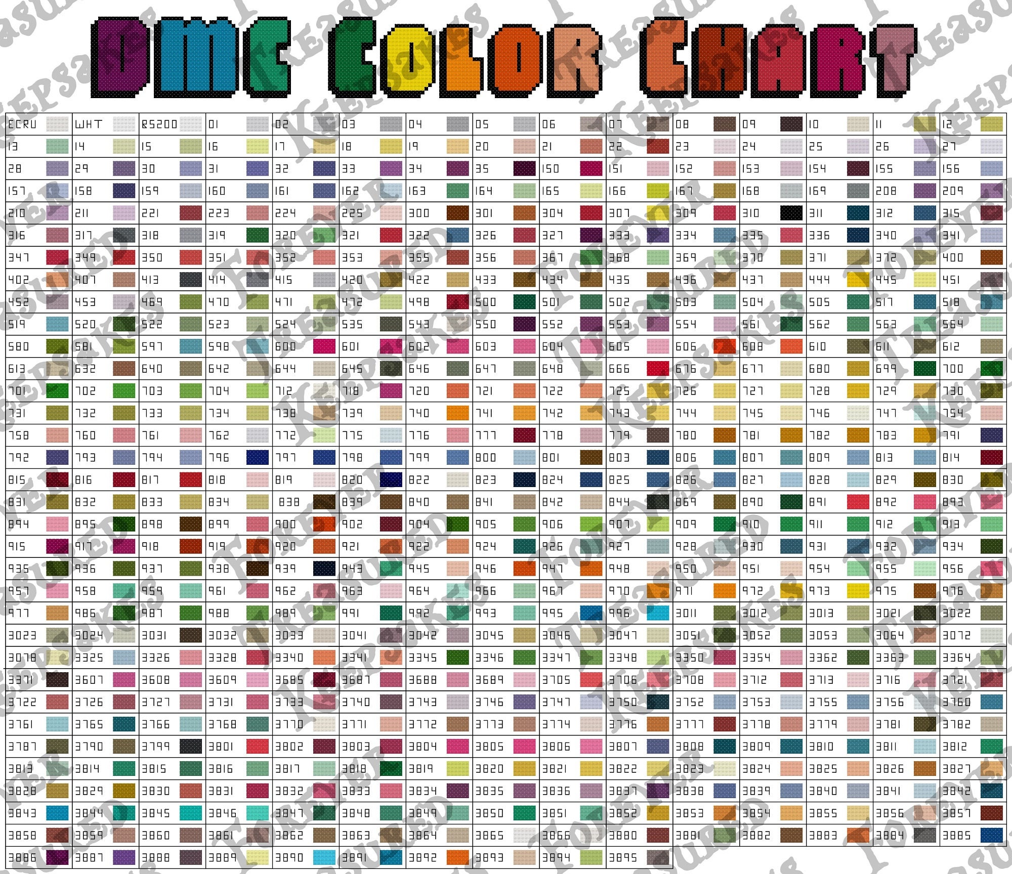 Free DMC Color Chart