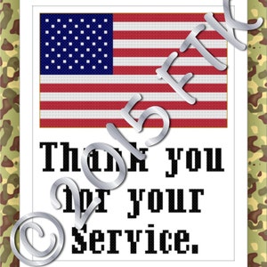 Thank You for Your Service PDF Cross Stitch Pattern ~ Charitable Item to support Wounded Warrior Project!!!