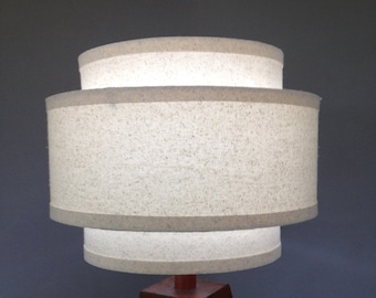 3-Tier Hardback Lamp Shade Mid-Century Modern Off-White Muslin 12" Handmade USA